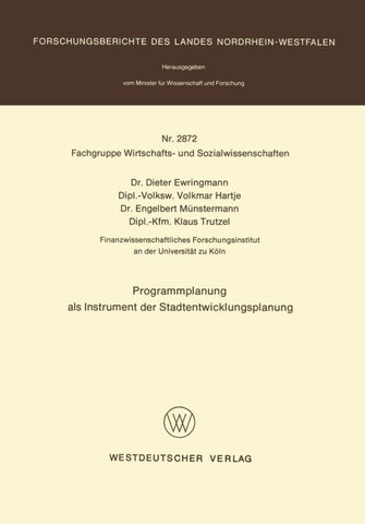 Programmplanung als Instrument der Stadtentwicklungsplanung