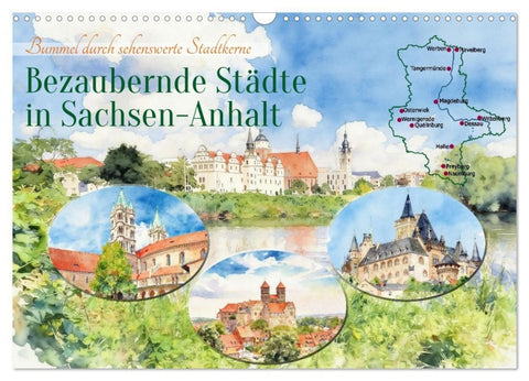 Bezaubernde Städte in Sachsen-Anhalt (Wandkalender 2027 DIN A3 quer), CALVENDO Monatskalender