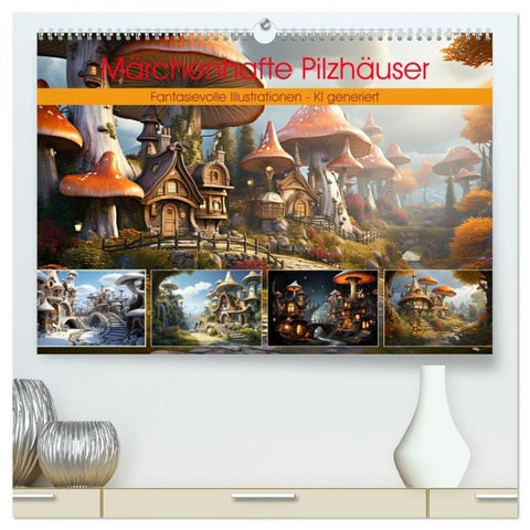 Märchenhafte Pilzhäuser (hochwertiger Premium Wandkalender 2027 DIN A2 quer), Kunstdruck in Hochglanz