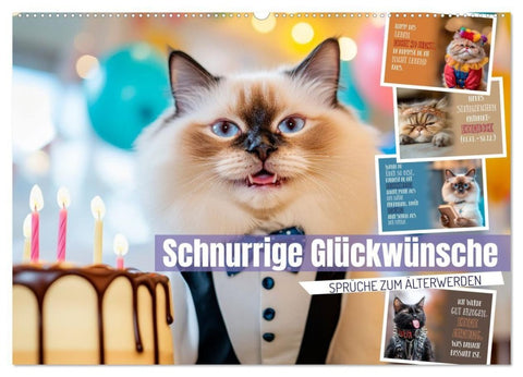 Schnurrige Glückwünsche - Sprüche zum Älterwerden (Wandkalender 2027 DIN A2 quer), CALVENDO Monatskalender