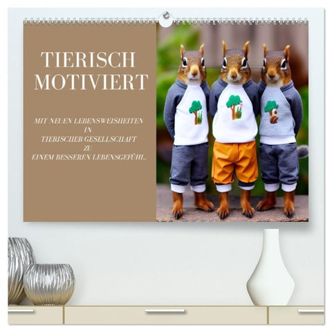 Tierisch motiviert (hochwertiger Premium Wandkalender 2027 DIN A2 quer), Kunstdruck in Hochglanz