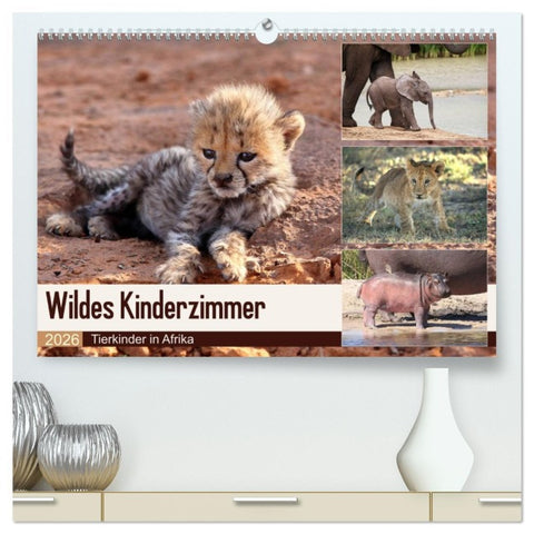 Wildes Kinderzimmer - Tierkinder in Afrika (hochwertiger Premium Wandkalender 2026 DIN A2 quer), Kunstdruck in Hochglanz