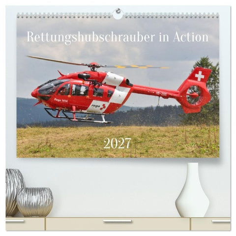Rettungshubschrauber in Action (hochwertiger Premium Wandkalender 2027 DIN A2 quer), Kunstdruck in Hochglanz