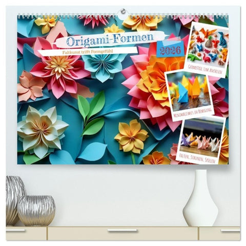 Origami-Formen (hochwertiger Premium Wandkalender 2026 DIN A2 quer), Kunstdruck in Hochglanz