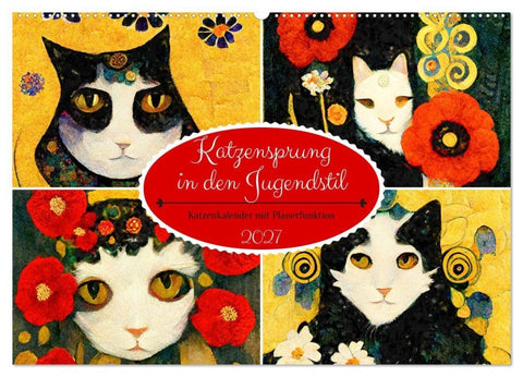 Katzensprung in den Jugendstil (Wandkalender 2027 DIN A2 quer), CALVENDO Monatskalender