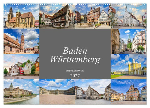Baden-Württemberg Stadtansichten (Wandkalender 2027 DIN A2 quer), CALVENDO Monatskalender