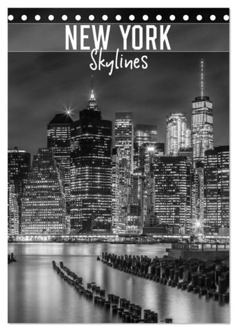 NEW YORK Skylines (Tischkalender 2027 DIN A5 hoch), CALVENDO Monatskalender