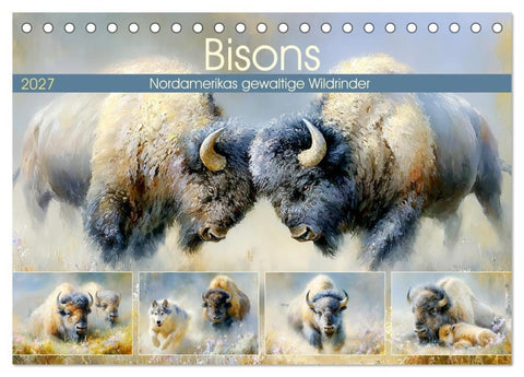Bisons. Nordamerikas gewaltige Wildrinder (Tischkalender 2027 DIN A5 quer), CALVENDO Monatskalender