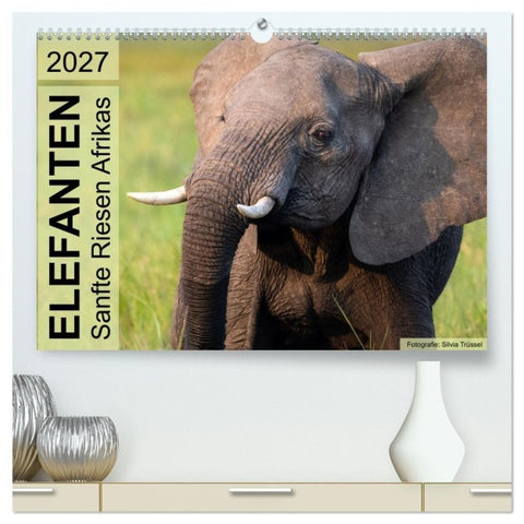 Elefanten - Sanfte Riesen Afrikas (hochwertiger Premium Wandkalender 2027 DIN A2 quer), Kunstdruck in Hochglanz