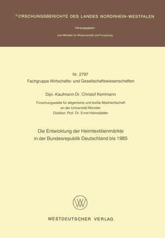 Die Entwicklung der Heimtextilienmärkte in der Bundesrepublik Deutschland bis 1985