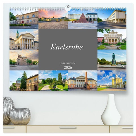 Karlsruhe Impressionen (hochwertiger Premium Wandkalender 2026 DIN A2 quer), Kunstdruck in Hochglanz