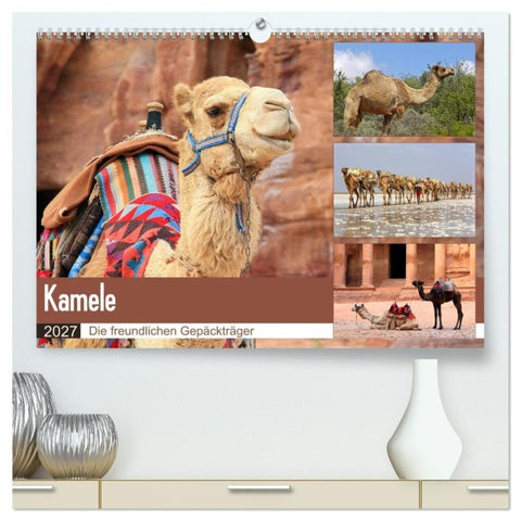 Kamele - Die freundlichen Gepäckträger (hochwertiger Premium Wandkalender 2027 DIN A2 quer), Kunstdruck in Hochglanz