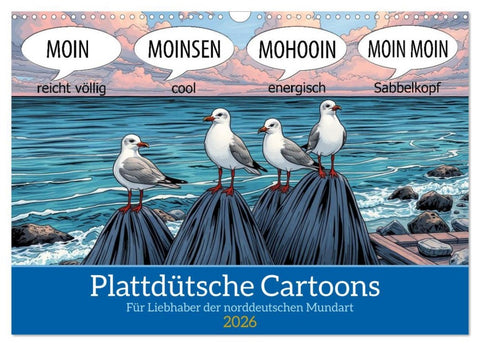 Plattdütsche Cartoons (Wandkalender 2026 DIN A3 quer), CALVENDO Monatskalender