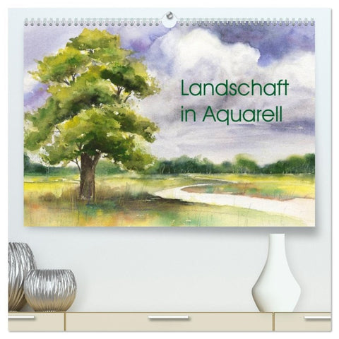 Landschaft in Aquarell (hochwertiger Premium Wandkalender 2026 DIN A2 quer), Kunstdruck in Hochglanz