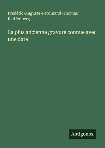 La plus ancienne gravure connue avec une date