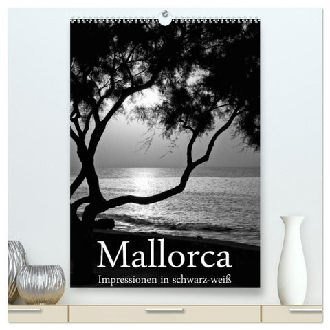 Mallorca Impressionen in schwarz-weiß (hochwertiger Premium Wandkalender 2027 DIN A2 hoch), Kunstdruck in Hochglanz