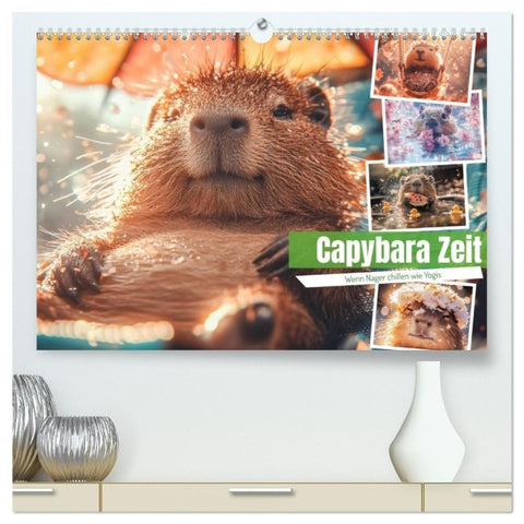 Capybara Zeit (hochwertiger Premium Wandkalender 2027 DIN A2 quer), Kunstdruck in Hochglanz
