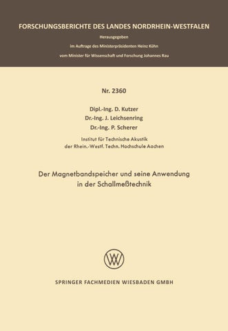 Der Magnetbandspeicher und seine Anwendung in der Schallmeßtechnik