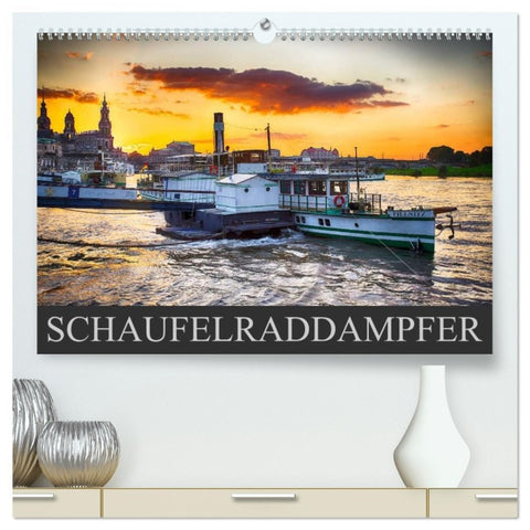 Schaufelraddampfer (hochwertiger Premium Wandkalender 2026 DIN A2 quer), Kunstdruck in Hochglanz