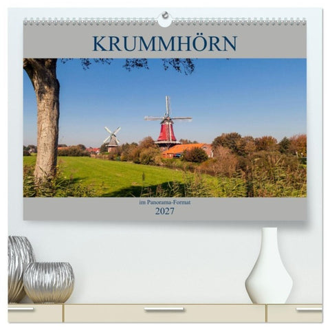 Krummhörn im Panorama-Format (hochwertiger Premium Wandkalender 2027 DIN A2 quer), Kunstdruck in Hochglanz