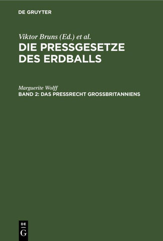 Das Preßrecht Großbritanniens