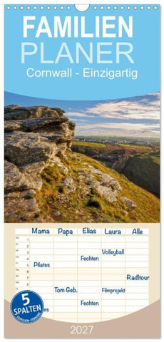 Familienplaner 2027 - Cornwall - Einzigartig mit 5 Spalten (Wandkalender, 21 x 45 cm) CALVENDO