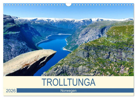 Trolltunga (Wandkalender 2026 DIN A3 quer), CALVENDO Monatskalender