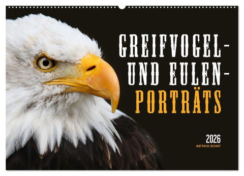 GREIFVOGEL- UND EULENPORTRÄTS (Wandkalender 2026 DIN A2 quer), CALVENDO Monatskalender