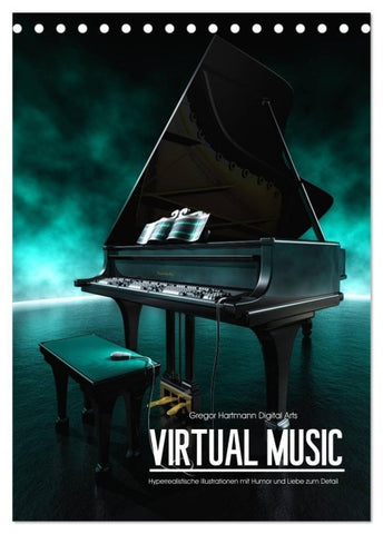 VIRTUAL MUSIC - Musikinstrumente in Hyperrealistischen Illustrationen (Tischkalender 2027 DIN A5 hoch), CALVENDO Monatskalender