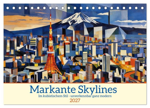 Markante Skylines (Tischkalender 2027 DIN A5 quer), CALVENDO Monatskalender