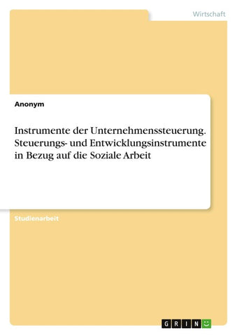Instrumente der Unternehmenssteuerung. Steuerungs- und Entwicklungsinstrumente in Bezug auf die Soziale Arbeit