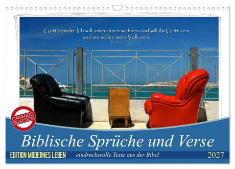 Biblische Sprüche und Verse (Wandkalender 2027 DIN A3 quer), CALVENDO Monatskalender
