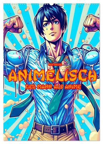 Animelisch der Mann als Anime (Wandkalender 2026 DIN A2 hoch), CALVENDO Monatskalender