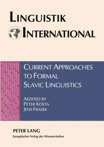 Current Approaches to Formal Slavic Linguistics