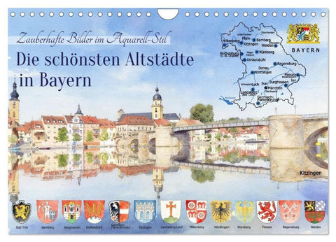 Die schönsten Altstädte in Bayern (Wandkalender 2027 DIN A4 quer), CALVENDO Monatskalender