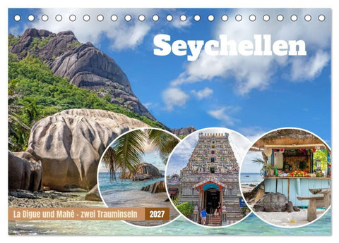 Seychellen: La Digue und Mahé - zwei Trauminseln (Tischkalender 2027 DIN A5 quer), CALVENDO Monatskalender