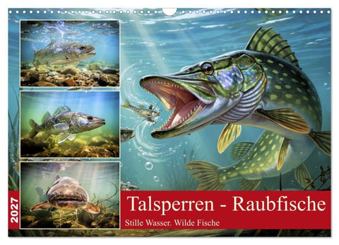 Talsperren - Raubfische (Wandkalender 2027 DIN A3 quer), CALVENDO Monatskalender