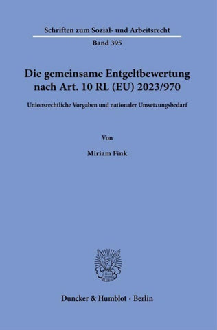 Die gemeinsame Entgeltbewertung nach Art. 10 RL (EU) 2023-970