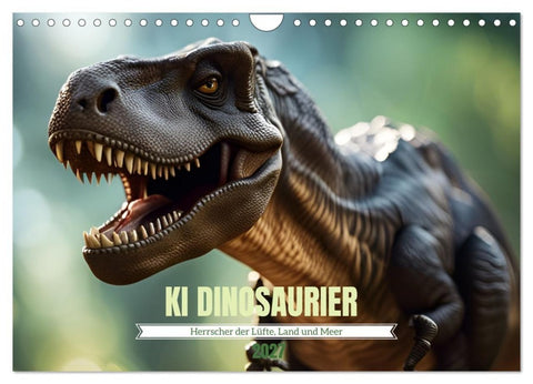 KI Dinosaurier - Herrscher der Lüfte, Land und Meer (Wandkalender 2027 DIN A4 quer), CALVENDO Monatskalender
