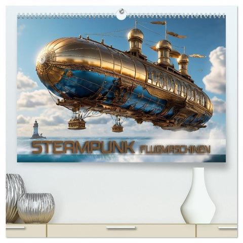 Steampunk Flugmaschinen (hochwertiger Premium Wandkalender 2027 DIN A2 quer), Kunstdruck in Hochglanz