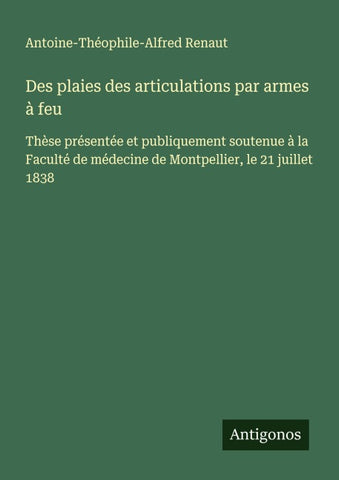 Des plaies des articulations par armes à feu