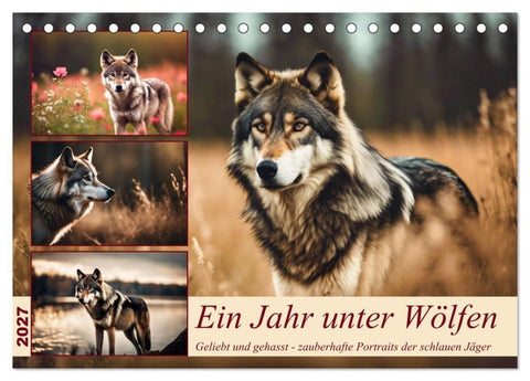 Ein Jahr unter Wölfen (Tischkalender 2027 DIN A5 quer), CALVENDO Monatskalender