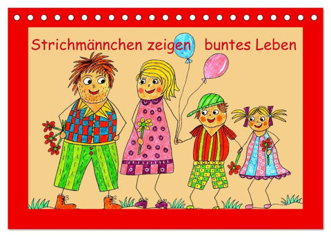 Strichmännchen zeigen buntes Leben (Tischkalender 2027 DIN A5 quer), CALVENDO Monatskalender