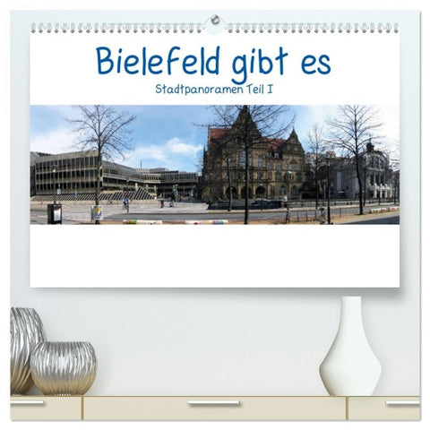 Bielefeld gibt es! Stadtpanoramen (hochwertiger Premium Wandkalender 2026 DIN A2 quer), Kunstdruck in Hochglanz