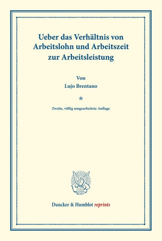 Ueber das Verhältnis von Arbeitslohn und Arbeitszeit zur Arbeitsleistung.