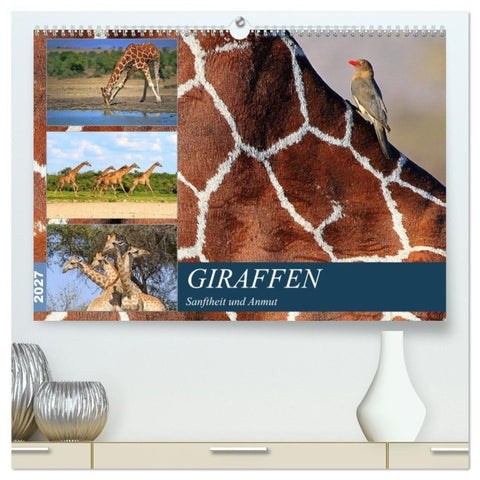 Giraffen - Sanftheit und Anmut (hochwertiger Premium Wandkalender 2027 DIN A2 quer), Kunstdruck in Hochglanz