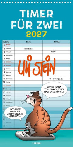Uli Stein Timer für zwei 2027: Monatskalender für die Wand