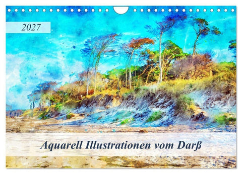 Aquarell Illustrationen vom Darß (Wandkalender 2027 DIN A4 quer), CALVENDO Monatskalender