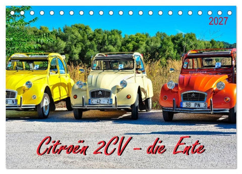 Citroën 2CV - die Ente (Tischkalender 2027 DIN A5 quer), CALVENDO Monatskalender