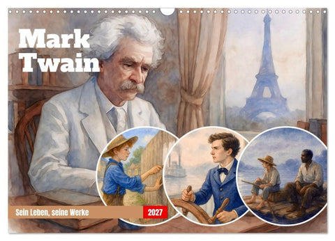 Mark Twain (Wandkalender 2027 DIN A3 quer), CALVENDO Monatskalender